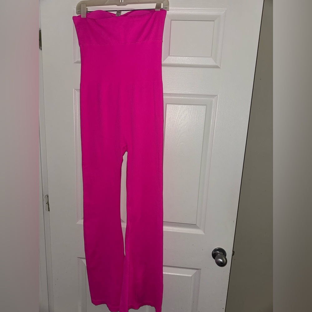 Trendy Boutique Hot Pink Strapless Jumpsuit - Picture 3 of 5